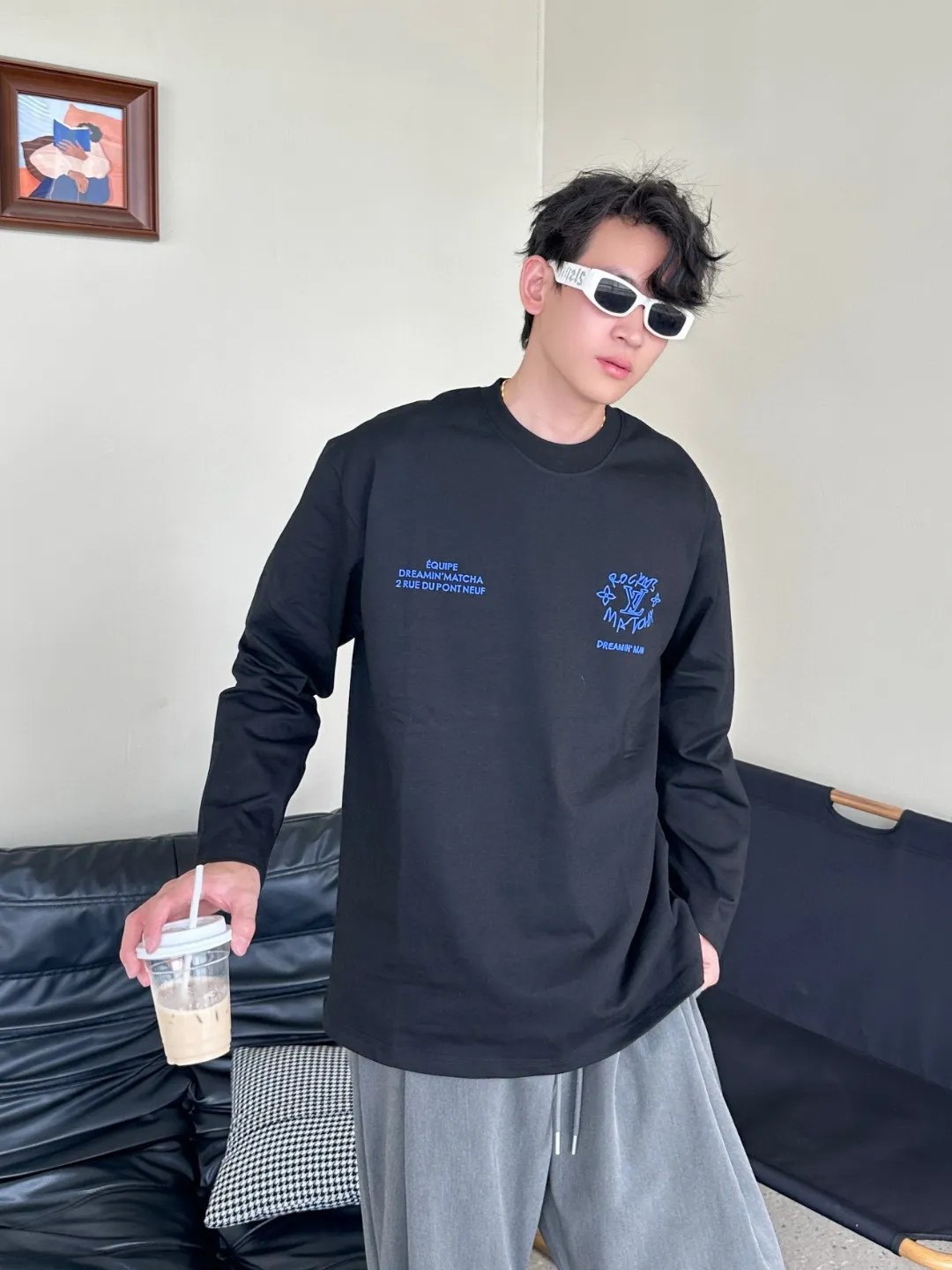 Louis Vuitton/Louis Vuitton 25Fw Dreamer graffiti slogan new flower long-sleeved T-shirt